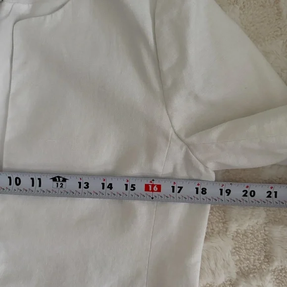 J.Crew Factory Cropped Blazer with Pom Pom Linen Cotton Blend Jacket Size M - Picture 9 of 12